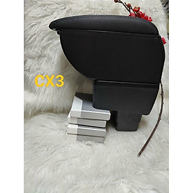 Hộp Tỳ Tay, Bệ Tỳ Tay Xe Mazda 2 và xe CX3 từ 2016 đến 2021 Màu Đen, Có cổng USB tiện lợi lắp đặt dễ dàng