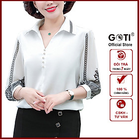 GOTI - Áo Trung NIên Tặng Mẹ Cao Cấp Tay Lỡ Dạng Áo Lụa In Hoa Sen Cao Cấp – Thời Trang U50 U60 3A29