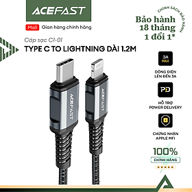 Cáp Acefast Type C to Light.ning 1.2m - C1-01 Hàng chính hãng Acefast