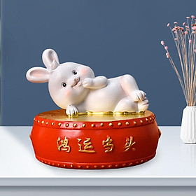 Lucky Rabbit Statue Money Box Figurines Miniature Crafts Resin Animals Sculpture Home Decor for , Store, Desk Cabinet, Shelf