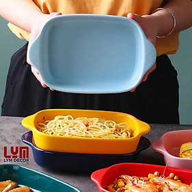 Mua (SẴN) Khay nướng chữ nhật sâu lòng men bóng  khay sứ phong cách Bắc Âu - Hàng xuất khẩu