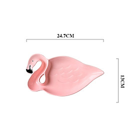 Nordic Dinner Plate Pink Flamingo Ceramic Salad Bowl Creative Dessert Fruit Snack Plate Breakfast Tableware 6.5 / 10 Inch Plate