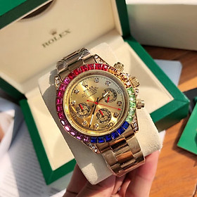 Đồng Hồ Nam Rolex Daytona Dây Thép Đính Đá Sang Trọng Thạch Anh , Pha Lê