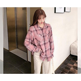Áo sơ mi nữ SNKT, chất liệu kate đẹp, có cổ tay dài, họa tiết kẻ caro bản to, màu sắc đa dạng, form free size, hàng đẹp