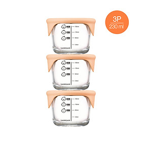 Mua Bộ 3 hộp thủy tinh đựng thức ăn dặm cho bé Lock&Lock 230ml x 3 hộp LLG508S3 - Hàng chính hãng  có vạch chia - Hapos