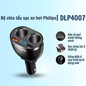 Mua Bộ chia tẩu sạc Philips trên ô tô tích hợp 2 cổng kết nối USB có sạc nhanh DLP4007 - Hàng nhập khẩu