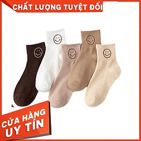 Tất nữ cổ cao cotton thiết kế mặt cười phong cách hàn quốc tcc1