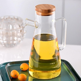 Mua Bình đựng gia vị lỏng  dầu ăn  mắm  dầu oliu... nắp gỗ tre có viền silicon chống đổ 850ml