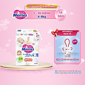 Tã/bỉm dán Merries size S - 70 miếng (dành cho bé 4 - 8kg)