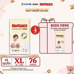 Tã quần Huggies Skin Perfect Mega Jumbo XL72+4 miếng với 2 vùng thấm giảm kích ứng da