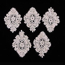 5 Pieces Rhombic Embroidered Flower Patches Sew On Applique Patches DIY Sewing Crafts Supplies