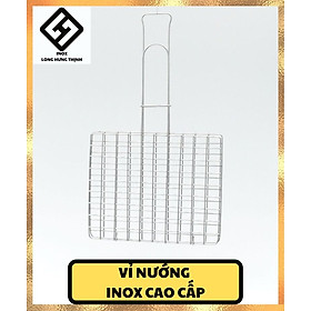 Mua Vỉ nướng 100% INOX không gỉ (18x22  24x30) vỉ nướng kẹp cầm tay nhỏ gọn  tiện dụng  đảm bảo vệ sinh an toàn thực phẩm  dùng được với bếp than  bếp gas  bếp hồng ngoại