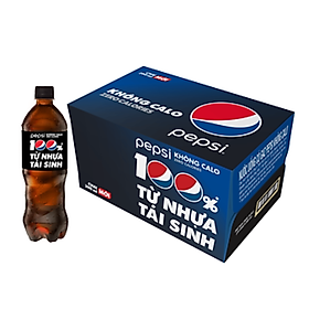 Thùng 24 Chai Nước Ngọt Có Gas Pepsi không calo (390ml / Chai)