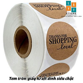 Tem decal tròn để dán sản phẩm, hộp quà, cảm ơn, handmade with love, thank you shopping, Noel Merry Christm