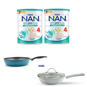 Bộ 2 Lon Sữa bột Nestlé NAN OPTIPRO PLUS 4 1500g/lon với 5HMO Giúp tiêu hóa tốt + Tăng cường đề kháng  Tặng Chảo Elmich (2 - 6 tuổi)