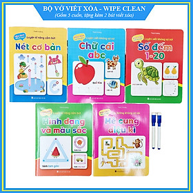 Bộ vở viết xóa được 5 quyển – Tặng kèm 2 bút viết xóa màu ngẫu nhiên – Wipe clean