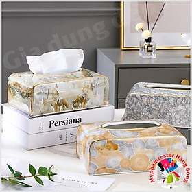 Mua HỘP ĐỰNG GIẤY SỨ 3D | Đựng Giấy Vân Đá 3D Chất Liệu Sứ Cao Cấp 2022 | Hộp đựng giấy cao cấp kẻ vàng kim