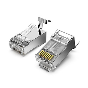 Đầu nối mạng Vention IDER0-50 Cat.7 RJ45 Đầu cắm mô-đun cố định Thiết kế đuôi kẹp Vật liệu PC Cat.7 FTP 50 miếng-Màu Bạc-Size 10 chiếc