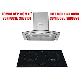 Mua Combo Bếp từ đôi Sunhouse SHB9101+ Máy hút mùi kính cong Sunhouse SHB6629  Hàng chính hãng - Bảo hành tại nhà