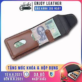 Ví Sen Cách Điệu Da Bò Thật, Bóp Mini Unisex Thời Trang, Nhỏ Gọn VS19-01