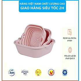 Sét Thau Rỗ Nhựa Đựng Rau Củ Quả 6 Món 3 Kích Thước Đa Năng Việt Nhật - Hàng Việt Nam