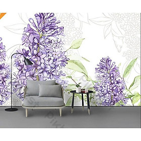 Tranh dán tường Hoa oải hương lãng mạn, tranh dán tường 3d hiện đại (tích hợp sẵn keo) MS772428