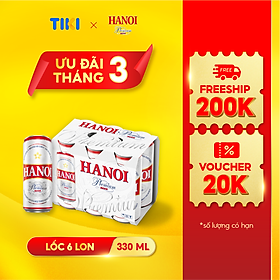 Lốc 6 lon Bia Hanoi Premium (330ml/lon)