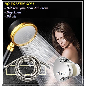 Bộ vòi sen gồm bát sen, dây 1.5m và đế cho phòng tắm