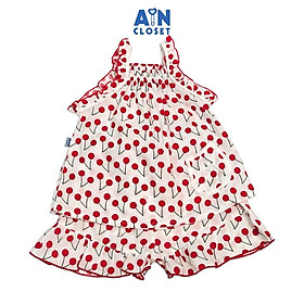 Bộ quần áo ngắn bé gái họa tiết Dây Cherry đỏ tơ - AICDBGZUJXU4 - AIN Closet