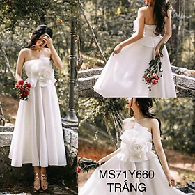 Đầm xoè cúp kết hoa hồng eo SANG TRỌNG - MS71Y- Size M/L đến 57kgMM MM