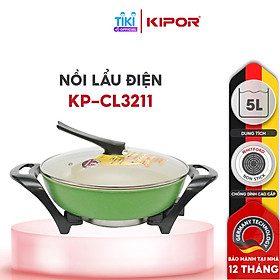 Mua Nồi lẩu điện đa năng KIPOR KP-LD3211 - Lòng nồi chống dính WHITFORD cao cấp  nắp vung thuỷ tinh chịu nhiệt tay cầm chống đổ - Hàng chính hãng