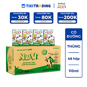 Thùng 48 hộp Sữa Dinh Dưỡng Tiệt Trung Nuvi Có Đường 110ml - Tăng Đề Kháng, Phát Triển Chiều Cao