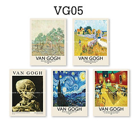 Mua Set 5 tranh dán tường  chất liệu fomex dày 5cm  tranh canvas chủ đề Van Gogh  đính sẵn keo 2 mặt tiện dụng