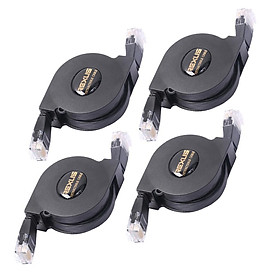 4x Ultra Flat CAT6  Patch Ethernet LAN  Network Retractable Cable 2m