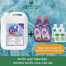 [MUA 1 TẶNG 6] Nước giặt VEL Đậm đặc lưu hương thơm ngát cho quần áo Can 18 Lít Siêu Tiết Kiệm