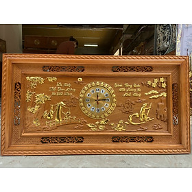 Tranh đồng hồ treo tường trạm khắc chữ cha mẹ bằng gỗ gõ kt 67×127×4cm 