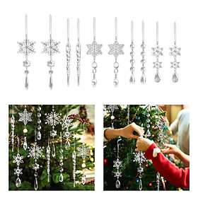 Christmas Icicles Snowflake Acrylic Snowflake Ornaments DIY Simulation Christmas Tree Decoration for Home Party Supplies Door
