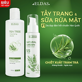 Combo Nước tẩy trang ELDAS cho da nhạy cảm 250ml & Sữa rửa mặt ELDAS dạng GEL Tinh chất TRÀM TRÀ 120ml