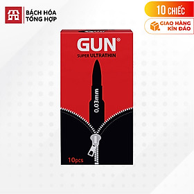 Hộp 10 cái Bao cao su Gun Super Ultra Thin - Siêu mỏng 0.03mm