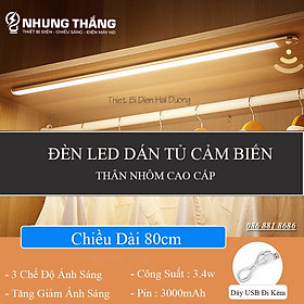 Mua Đèn Led Dán Tủ Cảm Biến Thân Nhôm Cao Cấp WH-L01-GY - 60-80cm- 3 Chế Độ Ánh Sáng - Tăng Giảm Ánh Sáng -Pin Sạc Tích Điện - Có Video