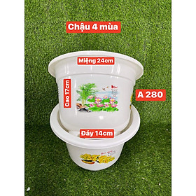 Chậu Nhựa Trồng Cây hoa văn 4 mùa A280 KT 24x17x14 cm