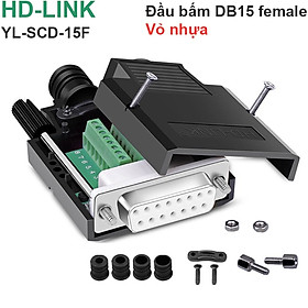 Mua Đầu bấm cổng DB15 cái female bắt vít kèm vỏ ốp nhựa chân đồng HD-LINK YL-SCD-15F. HÀNG CHÍNH HÃNG