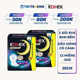 Combo 2 Băng Vệ Sinh Kotex Ban Đêm Đệm Sau 28cm (12 miếng/Gói)