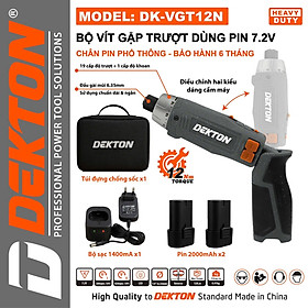MÁY VÍT GẬP PIN 7.2V CHÂN PIN PHỔ THÔNG (12NM - 19 CẤP TRƯỢT) DK-VGT12N DEKTON - HÀNG CHÍNH HÃNG