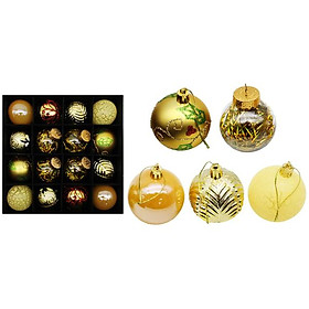 Hộp 16 Trái Châu Trang Trí Giáng Sinh - LK16-G17 - Màu Vàng Gold