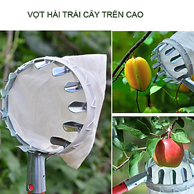 Vợt hái trái cây trên cao đa năng kèm túi vải, khung kim loại dày dặn