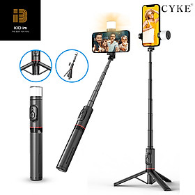 Gậy chụp hình Selfie Tripod CYKE kéo dài 76.5cm xoay 360 độ tích hợp điều khiển không dây bluetooth kèm đèn Led xoay 360 độ-Hàng chính hãng