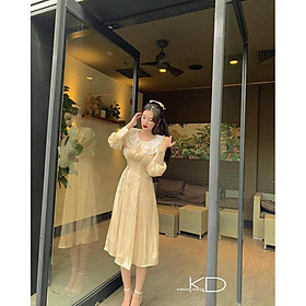 Đầm maxi đi biển xanh kiếng phồng đi chơi đi tiệc đám cưới, du lịch sang chảnh cao cấp PVC