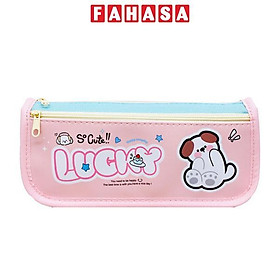 Bóp Viết Lucky Hình Cún 2 Ngăn Khóa Kéo - Yescholar 5023 - Màu Hồng