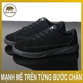 Giày sneaker full đen kiểu da lộn GN389 Gấu Nâu